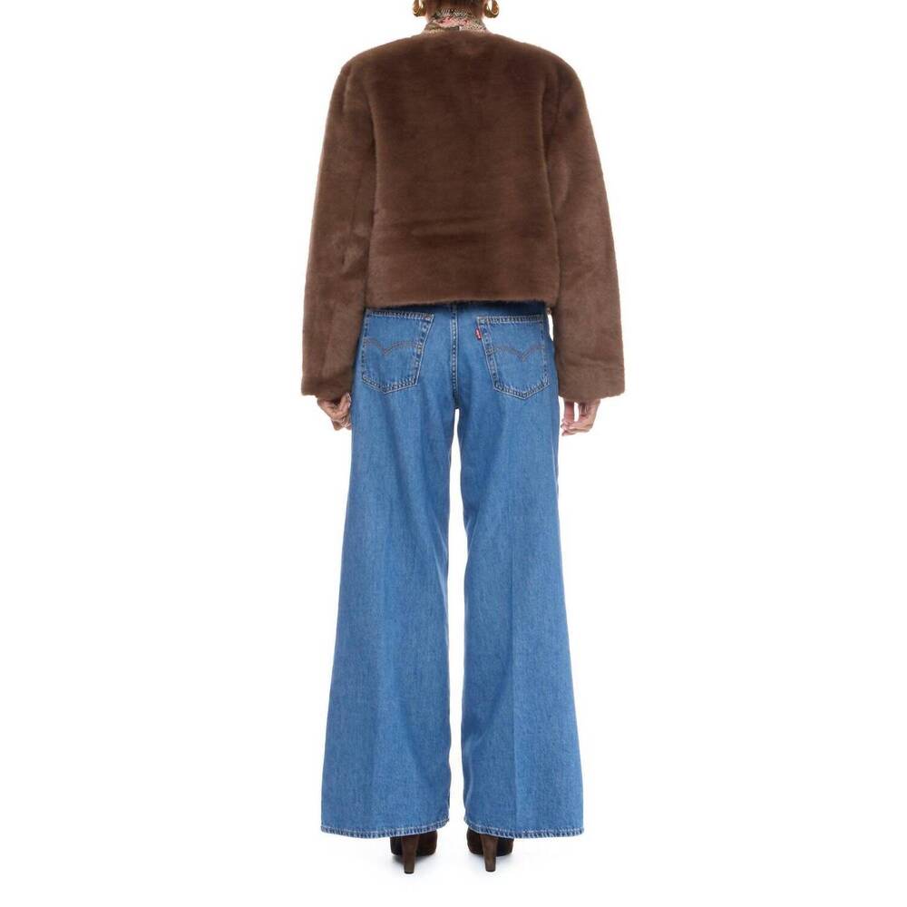 NEW LUCY PARIS plaza faux fur jacket in brown - Picture 5 of 5